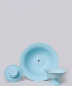 Middle Kingdom Planters + Vases Footed Porcelain Vase - Denim