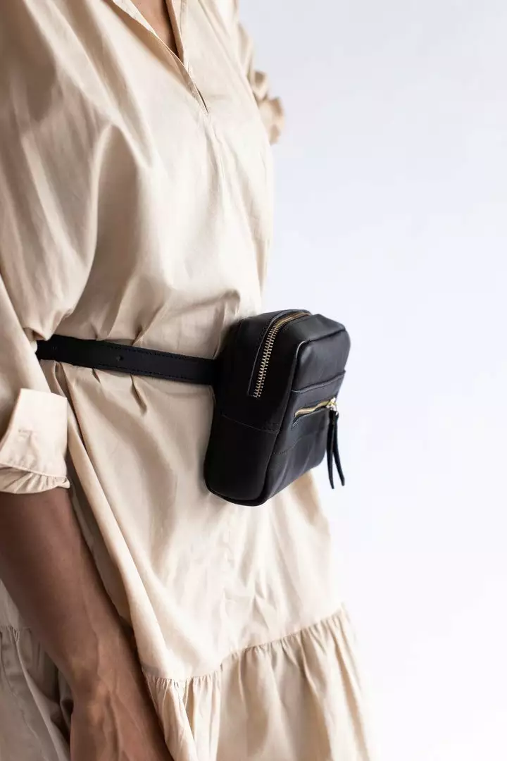 Abby Alley Handcrafted Brenda Belt Bag - Black 1 Abby Alley Handcrafted Brenda Belt Bag - Black