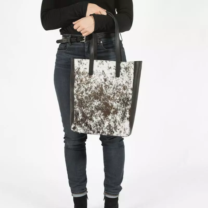 Abby Alley Joanie Tote - Black Cow Hair Handcrafted 2 Abby Alley Joanie Tote - Black Cow Hair Handcrafted
