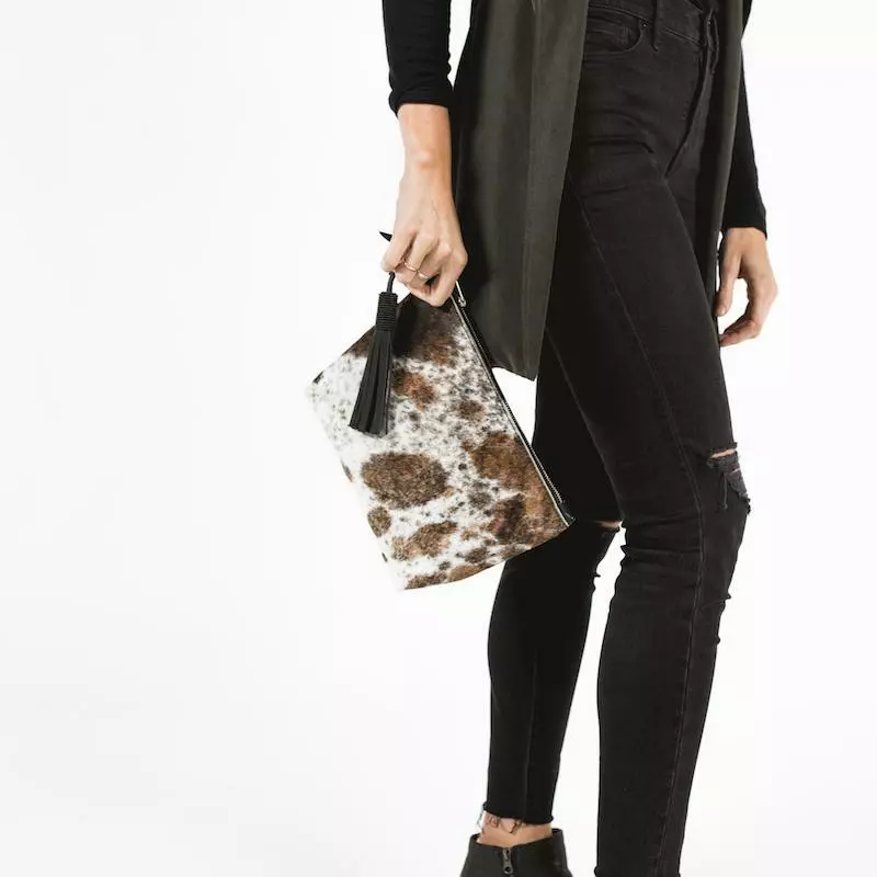 Abby Alley Handcrafted Keely Clutch - Black Cow Hair 2 Abby Alley Handcrafted Keely Clutch - Black Cow Hair