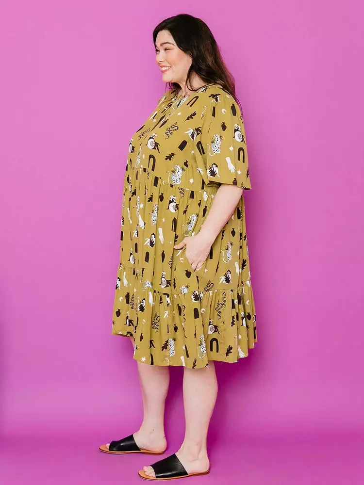 Mata Traders Adelaide Tiered Mini Dress Olive Curios 4 Mata Traders Adelaide Tiered Mini Dress Olive Curios