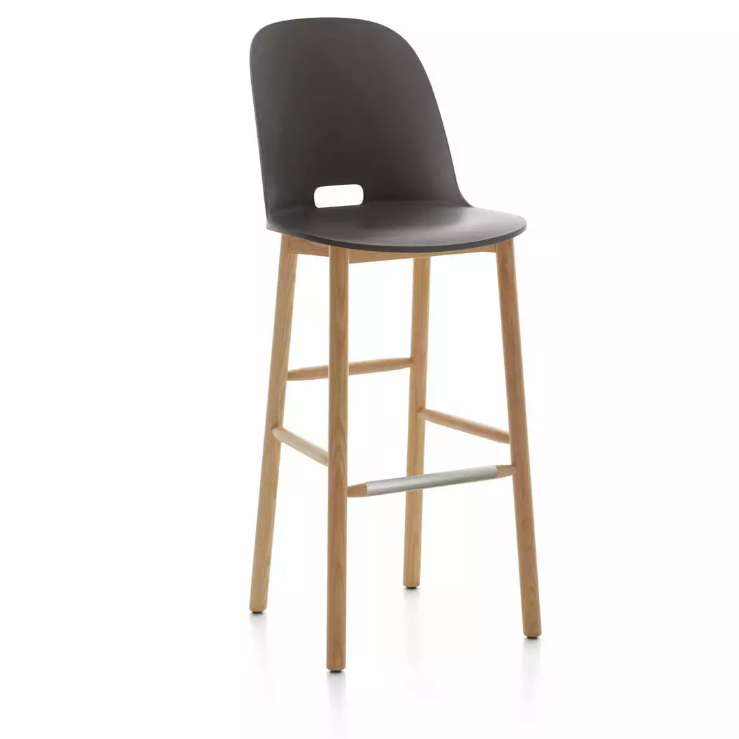 Emeco Alfi Recycled High Back Barstool - Ash 4 Emeco Alfi Recycled High Back Barstool - Ash