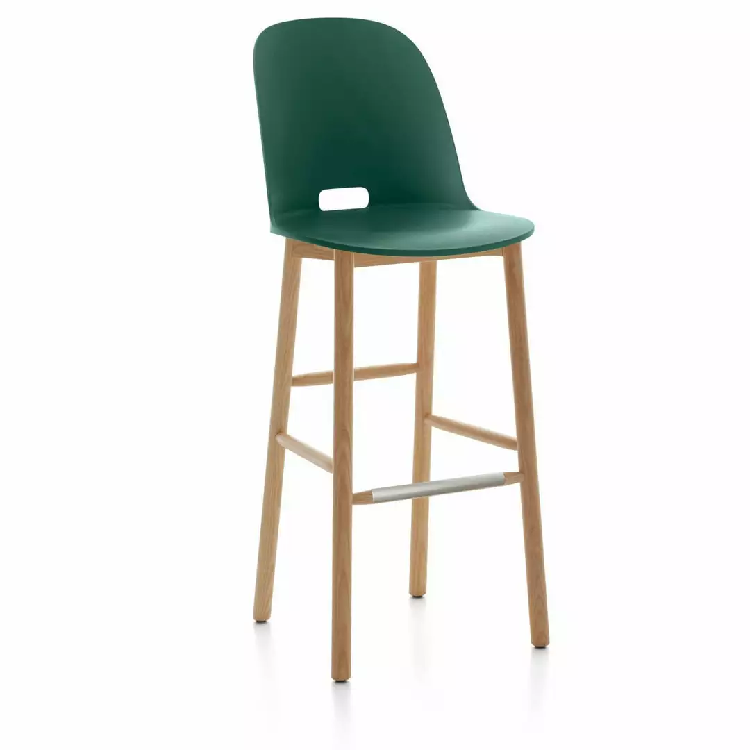 Emeco Alfi Recycled High Back Barstool - Ash 10 Emeco Alfi Recycled High Back Barstool - Ash