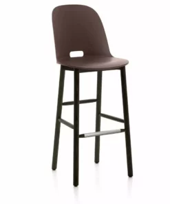 Emeco Furniture Alfi Recycled High Back Barstool - Dark Ash