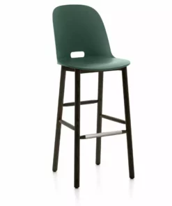 Emeco Furniture Alfi Recycled High Back Barstool - Dark Ash