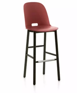 Emeco Furniture Alfi Recycled High Back Barstool - Dark Ash