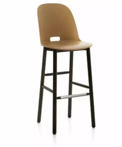 Emeco Furniture Alfi Recycled High Back Barstool - Dark Ash