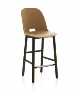 Emeco Furniture Alfi Recycled High Back Counter Stool - Dark Ash