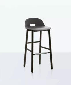 Emeco Alfi Recycled Low Back Barstool - Dark Ash Furniture