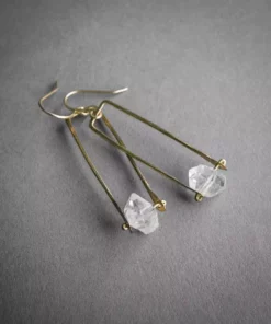 Iron Oxide Jewelry Herkimer Drop Earrings - Brass