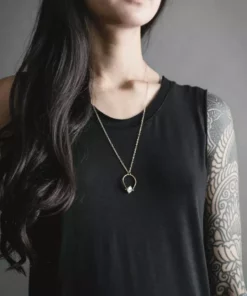 Iron Oxide Herkimer Horseshoe Necklace - Gold