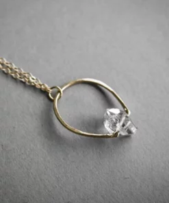 Iron Oxide Herkimer Horseshoe Necklace - Gold