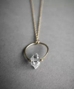 Iron Oxide Herkimer Horseshoe Necklace - Gold