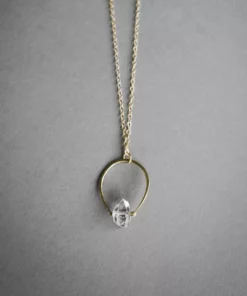 Iron Oxide Herkimer Horseshoe Necklace - Gold