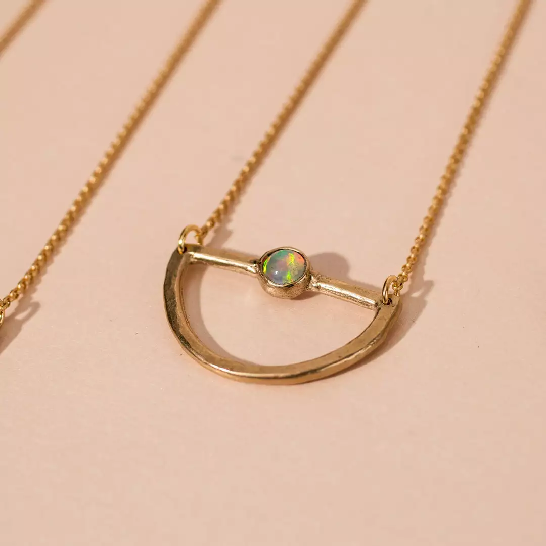 Iron Oxide Mini Waxing Moon Necklace 1 Iron Oxide Mini Waxing Moon Necklace