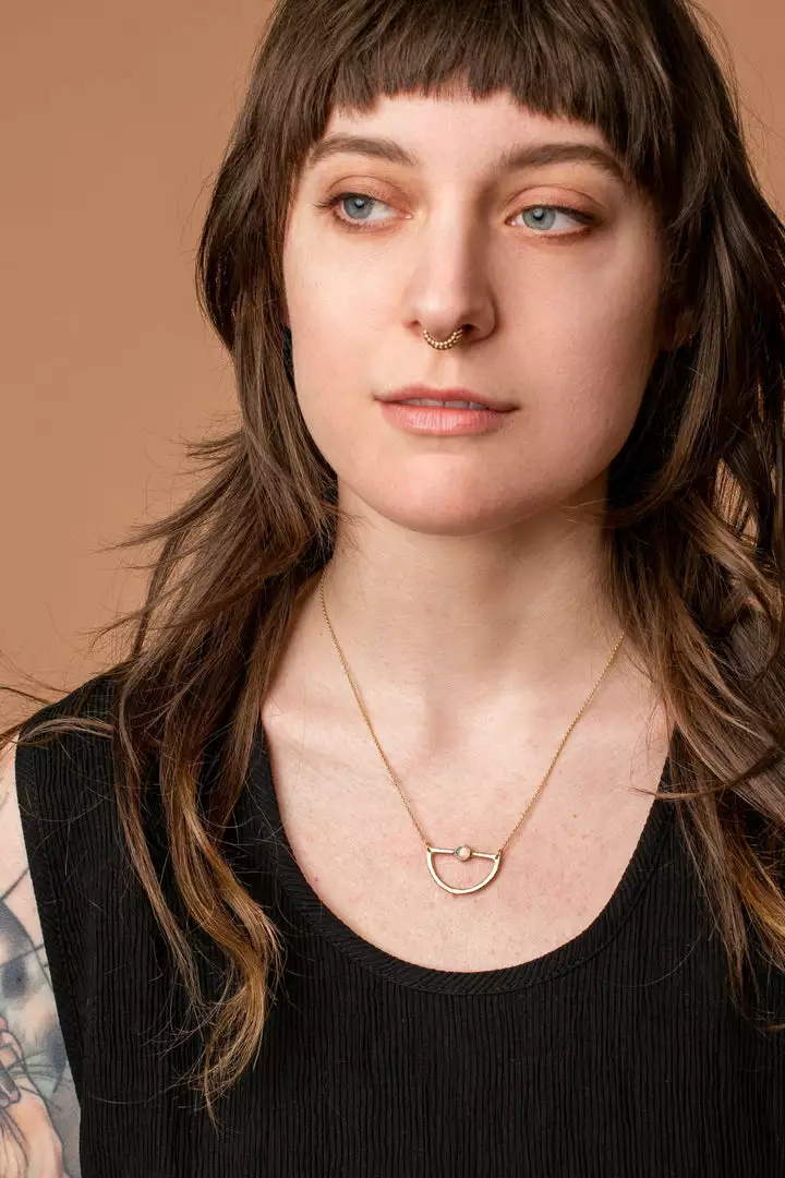 Iron Oxide Mini Waxing Moon Necklace 3 Iron Oxide Mini Waxing Moon Necklace