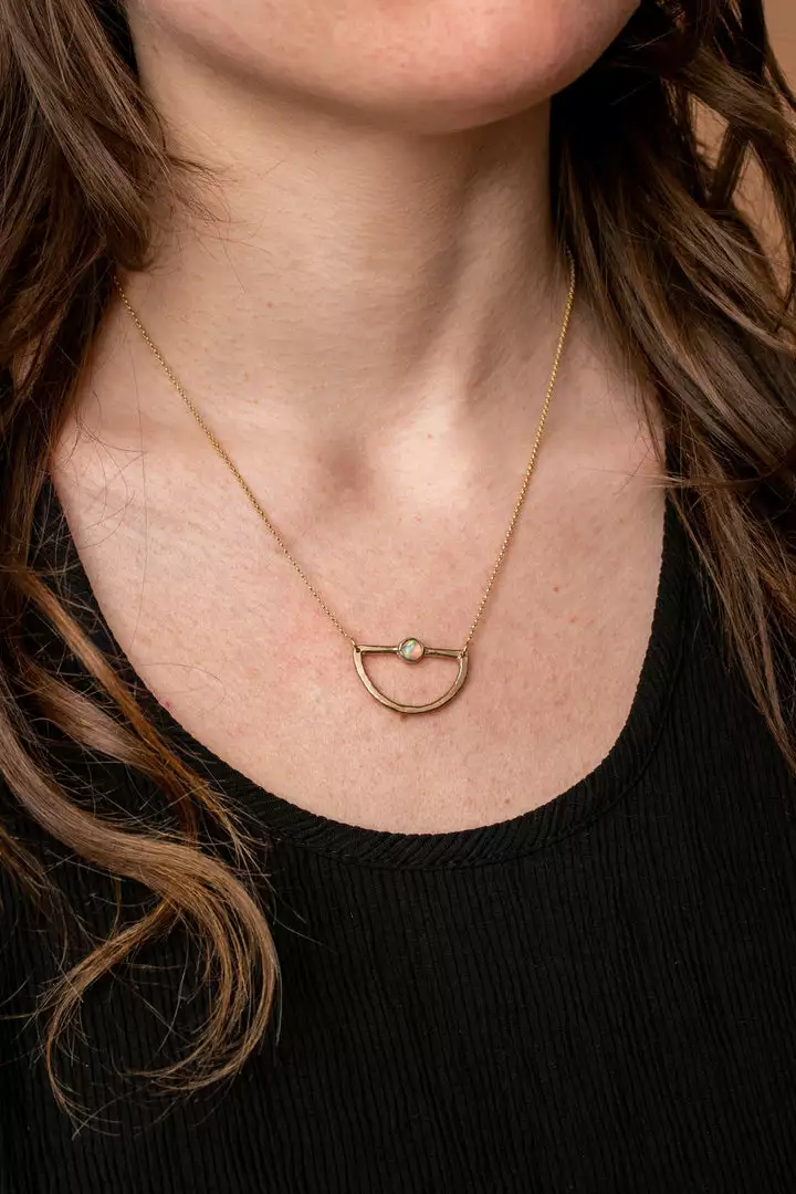 Iron Oxide Mini Waxing Moon Necklace 2 Iron Oxide Mini Waxing Moon Necklace