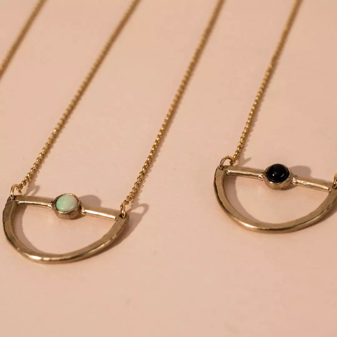 Iron Oxide Mini Waxing Moon Necklace 5 Iron Oxide Mini Waxing Moon Necklace