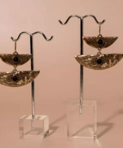 Iron Oxide Stacked Moon Earrings