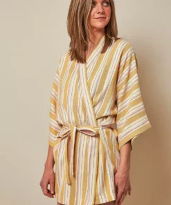 Anatolico Boho Mustard Short Turkish Robe