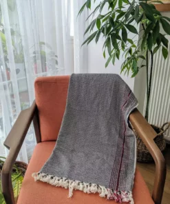 Anatolico Matia Turkish Blanket / Scarf - Black Throw Blankets