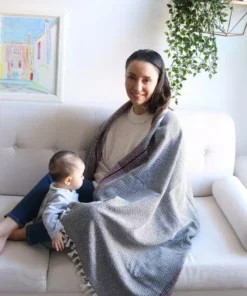 Anatolico Matia Turkish Blanket / Scarf - Black Throw Blankets