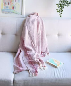 Anatolico Throw Blankets Matia Turkish Blanket / Scarf - Pink