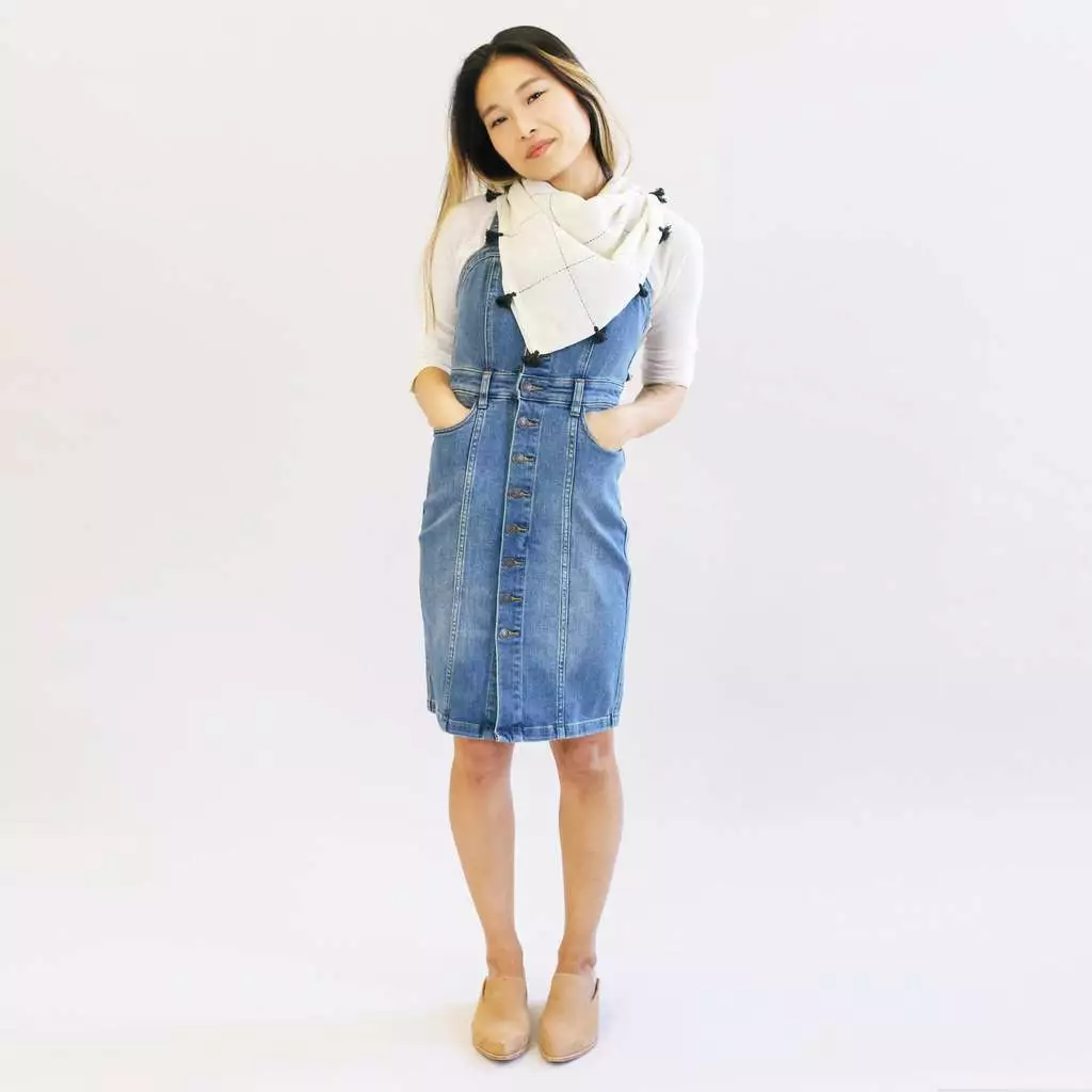 Anchal Grid Scarf With Tassels - Bone Accessories 4 Anchal Grid Scarf With Tassels - Bone Accessories