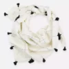 Anchal Grid Scarf With Tassels - Bone Accessories
