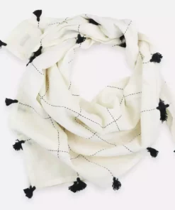 Anchal Grid Scarf With Tassels - Bone Accessories
