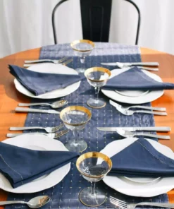 Anchal Cross Stitch Table Runner - Navy