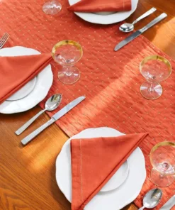 Anchal Cross Stitch Table Runner - Rust Kitchen + Dining