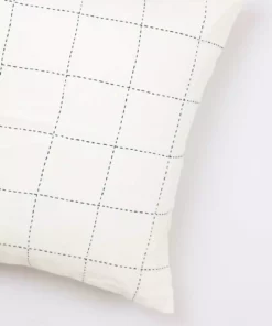 Anchal Grid Stitch Throw Pillow - Bone
