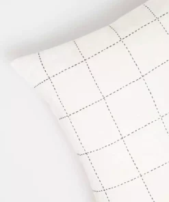 Anchal Grid Stitch Throw Pillow - Bone