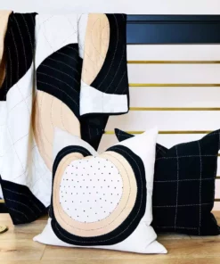 Anchal Grid Stitch Throw Pillow - Charcoal Home Goods