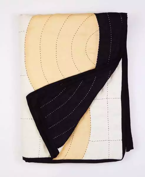 Anchal Crescent Lattice Quilt - Charcoal Home Goods 7 Anchal Crescent Lattice Quilt - Charcoal Home Goods