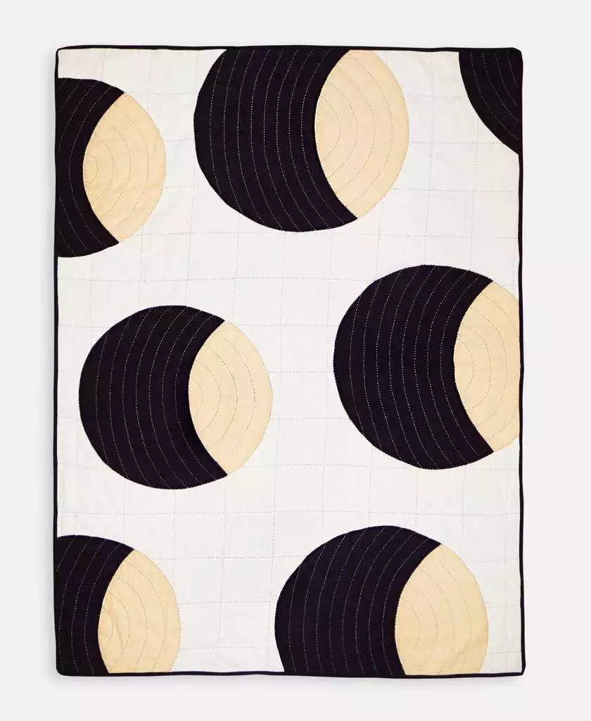 Anchal Crescent Lattice Quilt - Charcoal Home Goods 1 Anchal Crescent Lattice Quilt - Charcoal Home Goods