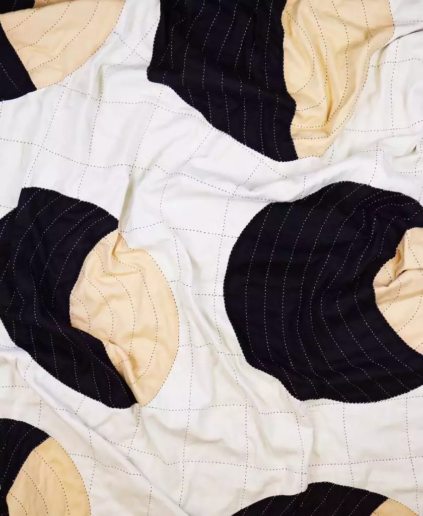 Anchal Crescent Lattice Quilt - Charcoal Home Goods 3 Anchal Crescent Lattice Quilt - Charcoal Home Goods