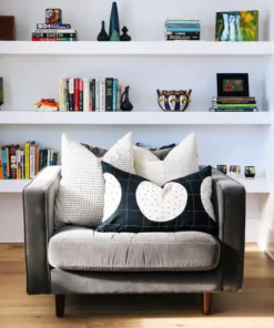 Anchal Lunar Dot Lumbar Pillow - Charcoal