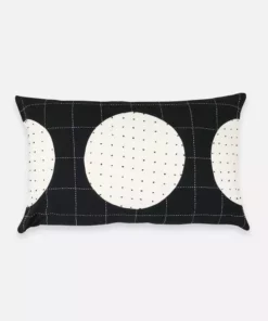 Anchal Lunar Dot Lumbar Pillow - Charcoal