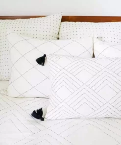 Anchal Diamond Stitch Standard Throw Pillow - Bone