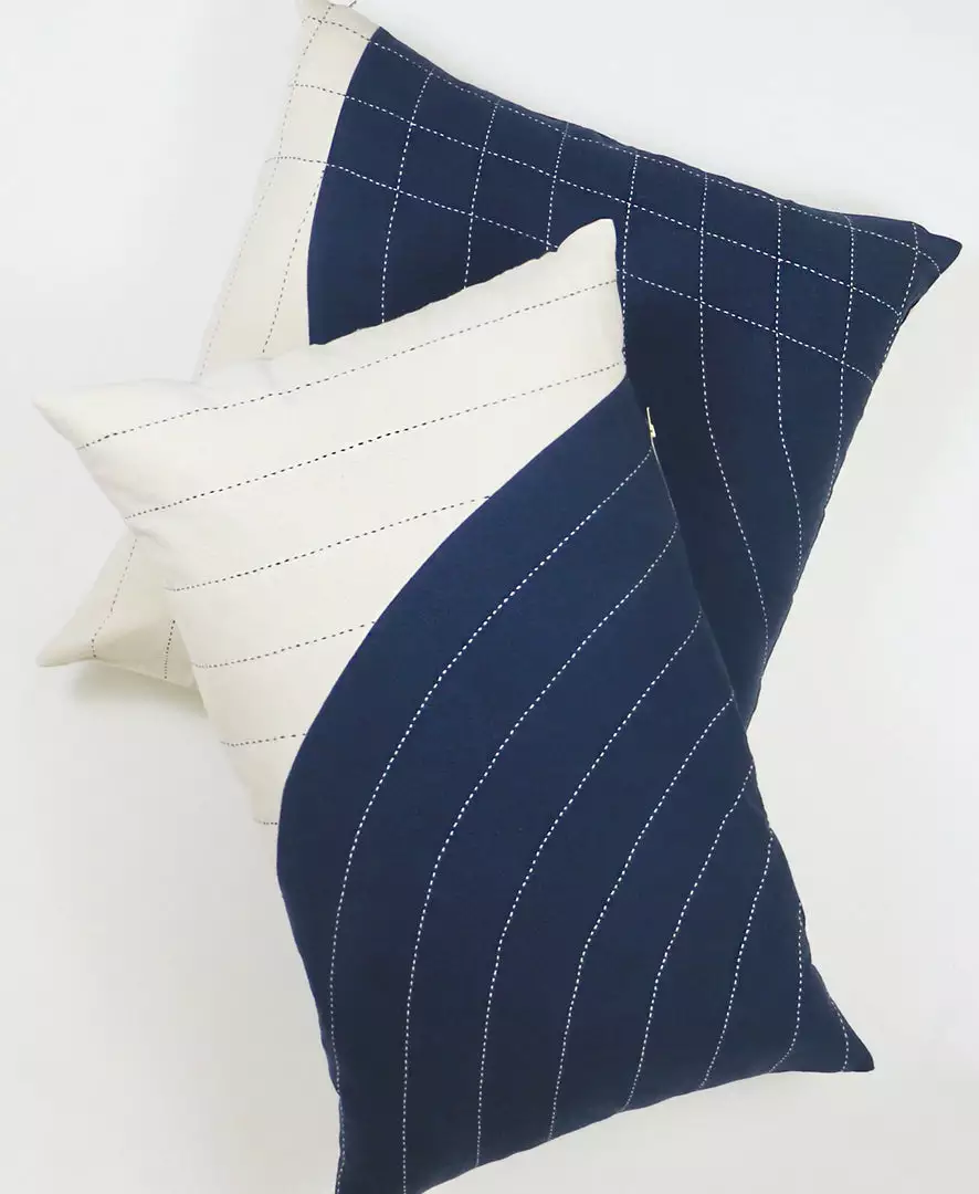 Anchal Home Goods Curve Lumbar Pillow - Navy 3 Anchal Home Goods Curve Lumbar Pillow - Navy