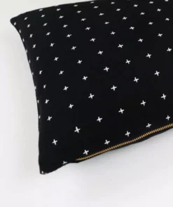 Anchal Cross Stitch Small Throw Pillow - Charcoal