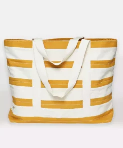 Anchal Stripe Canvas Tote Bag - Mustard Accessories