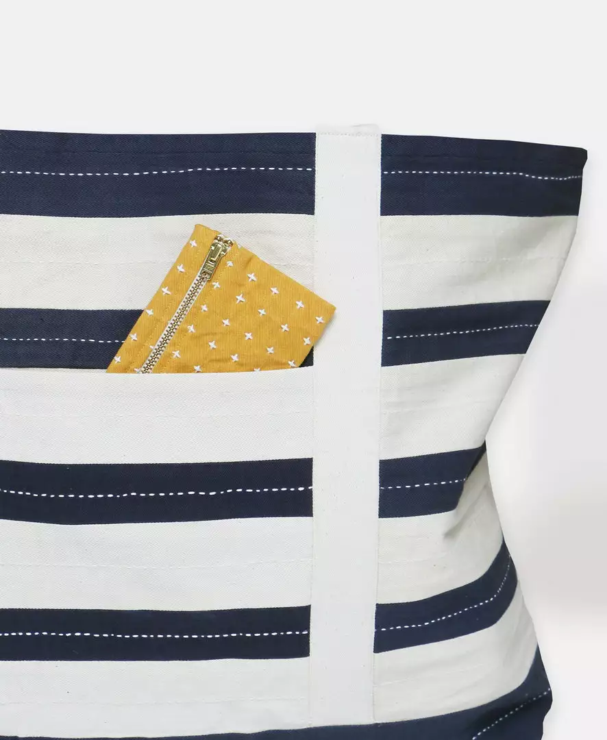 Anchal Accessories Stripe Canvas Tote Bag - Navy 2 Anchal Accessories Stripe Canvas Tote Bag - Navy