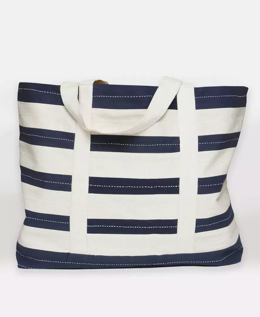 Anchal Accessories Stripe Canvas Tote Bag - Navy 1 Anchal Accessories Stripe Canvas Tote Bag - Navy
