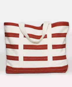 Anchal Stripe Canvas Tote Bag - Rust