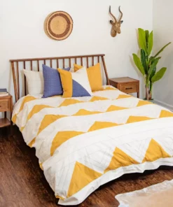 Anchal Home Goods Triangle Duvet Cover - Mustard