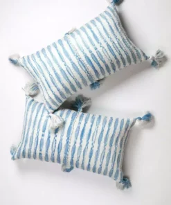Archive New York Antigua Lumbar Pillow - Faded Indigo Striped