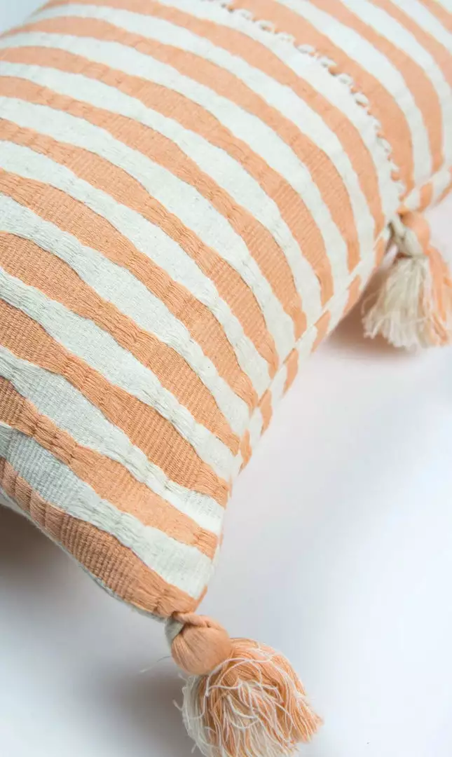 Archive New York Antigua Lumbar Pillow - Peach Striped 2 Archive New York Antigua Lumbar Pillow - Peach Striped